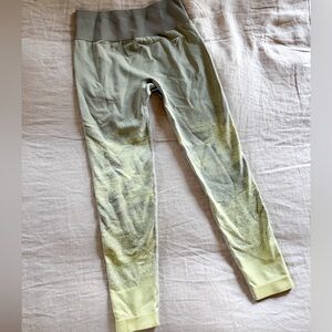 Gymshark Women’s Green and Yellow Leggings, Size Small